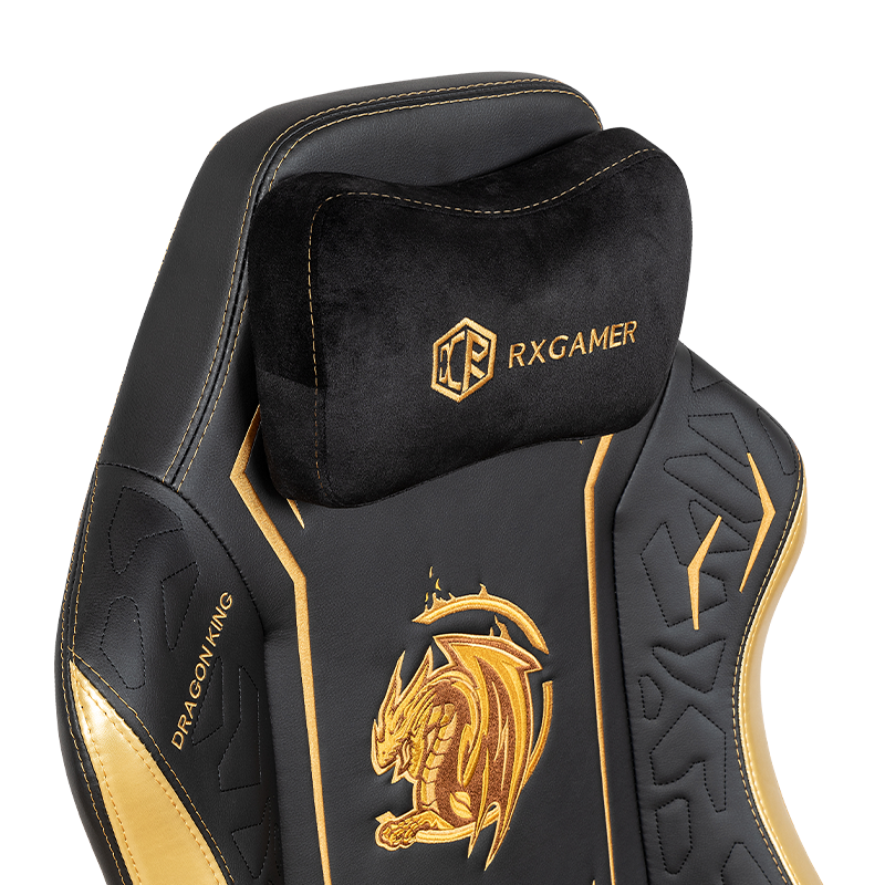 RXGAMER RX-2061 مسند رأس مغناطيسي مطرز بالتنين مستلق كرسي الألعاب